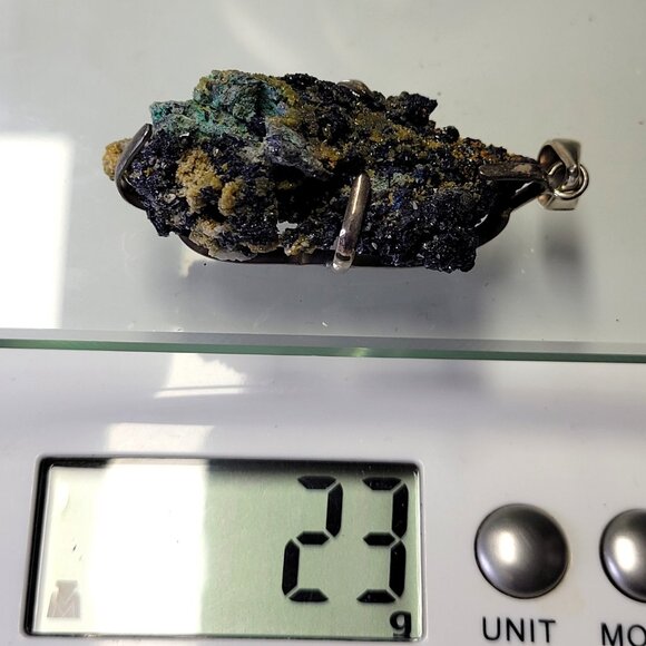 Azurite Malachite Pendant Statement Blue Rocks Pendant - Picture 15 of 16